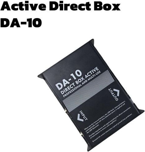 DA-10 Active DI Box, Direct Box with Impedance Converter & Balanced XLR Output, Direct Injection Box for Electric Guitar Bass Keyboard, Phantom Power / 9V Battery Operated, Rack-Mountable in Kuwait