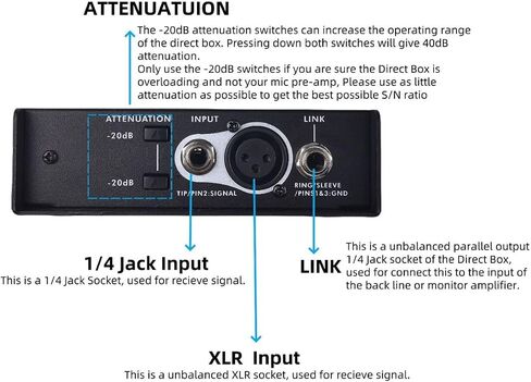 DA-10 Active DI Box, Direct Box with Impedance Converter & Balanced XLR Output, Direct Injection Box for Electric Guitar Bass Keyboard, Phantom Power / 9V Battery Operated, Rack-Mountable in Kuwait