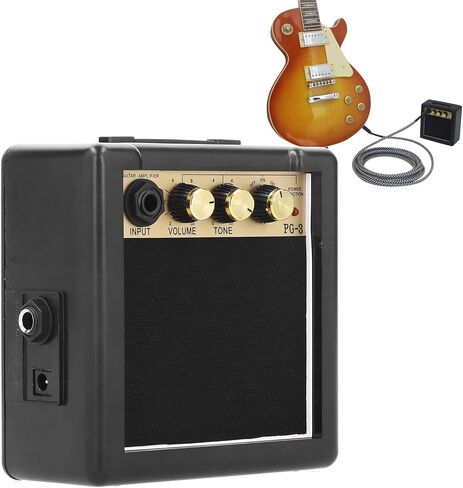 PG-3 3W Mini Portable High Performance Guitar Amplifier for Guitar Learners Black + Gold Metal 4.9 x 2.4 x 9 Inches, 1 Amplifier in Kuwait