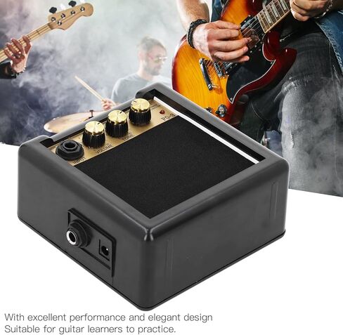 PG-3 3W Mini Portable High Performance Guitar Amplifier for Guitar Learners Black + Gold Metal 4.9 x 2.4 x 9 Inches, 1 Amplifier in Kuwait