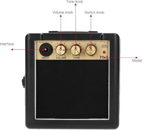 PG-3 3W Mini Portable High Performance Guitar Amplifier for Guitar Learners Black + Gold Metal 4.9 x 2.4 x 9 Inches, 1 Amplifier in Kuwait