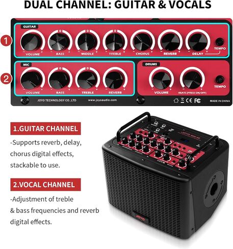 JOYO 40 Watt Acoustic Combo Amplifier BSK-40 Black Bundle with JOYO Studio Headphones JMH-02 in Kuwait