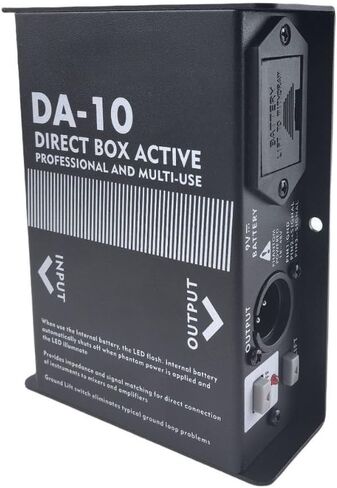 DA-10 Active DI Box, Direct Box with Impedance Converter & Balanced XLR Output, Direct Injection Box for Electric Guitar Bass Keyboard, Phantom Power / 9V Battery Operated, Rack-Mountable in Kuwait