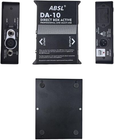 DA-10 Active DI Box, Direct Box with Impedance Converter & Balanced XLR Output, Direct Injection Box for Electric Guitar Bass Keyboard, Phantom Power / 9V Battery Operated, Rack-Mountable in Kuwait