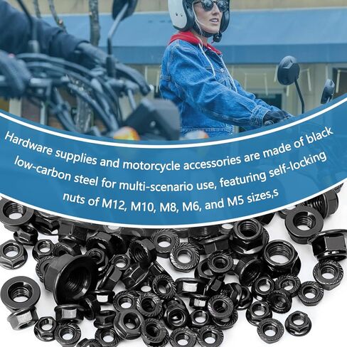 Minho Hex Flange Nuts 103PCS Assortment Kit M5 M6 M8 M10 M12, 1.25mm Serrated in Kuwait