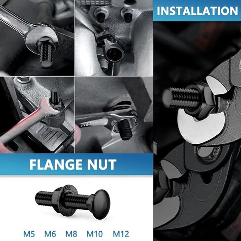 Minho Hex Flange Nuts 103PCS Assortment Kit M5 M6 M8 M10 M12, 1.25mm Serrated in Kuwait