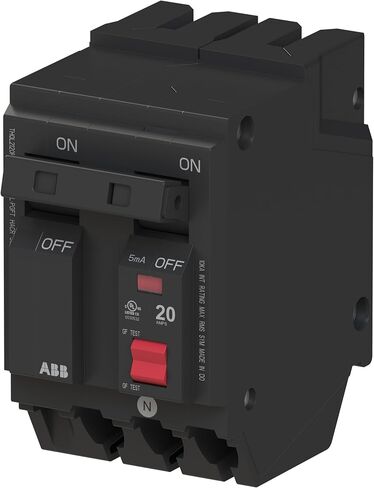 ABB Q-Line® THQL2120PGFT قاطع دائرة الأعطال الأرضية • قاطع مزدوج القطب 20 أمبير • حماية GFCI • 120/240 فولت تيار متردد • تصنيف مقاطعة 10 kAIC • قاطع محايد قابل للتوصيل لمراكز التحميل in Kuwait