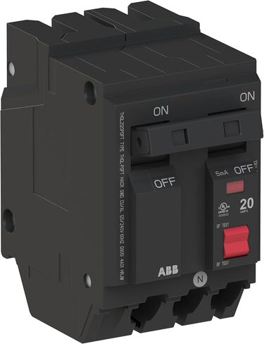 ABB Q-Line® THQL2120PGFT قاطع دائرة الأعطال الأرضية • قاطع مزدوج القطب 20 أمبير • حماية GFCI • 120/240 فولت تيار متردد • تصنيف مقاطعة 10 kAIC • قاطع محايد قابل للتوصيل لمراكز التحميل in Kuwait