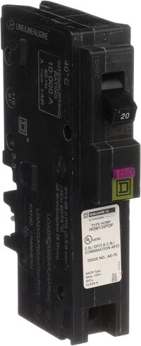 Square D من شنايدر إلكتريك 🏆4-Pack Premium HOM120PDFC Homeline Plug-On محايد 20 أمبير أحادي القطب مزدوج الوظيفة (CAFCI وGFCI)، قاطع دائرة، in Kuwait