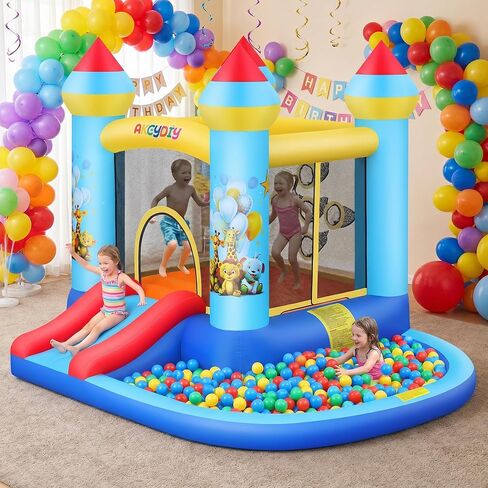 Inflatable Bounce House for Kids 3-12, 12.3FTx9FT Obstacle Bounce House with Dual Racing Slide, Basketball Rim, Bouncy Castle Jump House for Indoor Outdoor Backyard - Blower Included (AKSJ-02) in Saudi Arabia