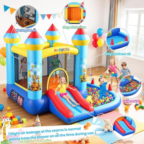 Inflatable Bounce House for Kids 3-12, 12.3FTx9FT Obstacle Bounce House with Dual Racing Slide, Basketball Rim, Bouncy Castle Jump House for Indoor Outdoor Backyard - Blower Included (AKSJ-02) in Saudi Arabia