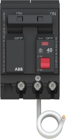 ABB Q-Line® THQL2140GFT2 قاطع دائرة الأعطال الأرضية • قاطع مزدوج القطب بقدرة 35 أمبير • حماية GFCI • تيار متردد 120/240 فولت تيار متردد • تصنيف المقاطعة 10 kAIC • قاطع ضفيرة قابل للتوصيل لمراكز التحميل in Kuwait
