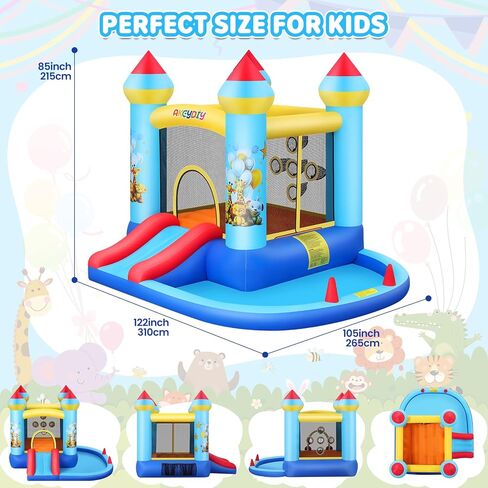 Inflatable Bounce House for Kids 3-12, 12.3FTx9FT Obstacle Bounce House with Dual Racing Slide, Basketball Rim, Bouncy Castle Jump House for Indoor Outdoor Backyard - Blower Included (AKSJ-02) in Saudi Arabia