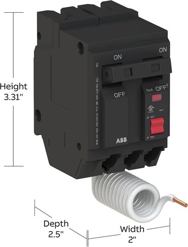 ABB Q-Line® THQL2140GFT2 قاطع دائرة الأعطال الأرضية • قاطع مزدوج القطب بقدرة 35 أمبير • حماية GFCI • تيار متردد 120/240 فولت تيار متردد • تصنيف المقاطعة 10 kAIC • قاطع ضفيرة قابل للتوصيل لمراكز التحميل in Kuwait