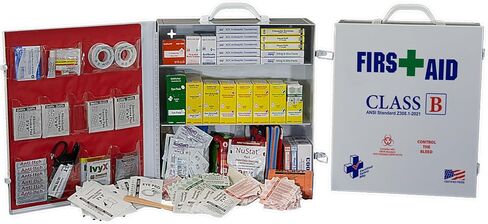 Certified Safety Mfg Class B 21 Trauma First Aid Kit Jump Bag - 347pc USA-Made OSHA Compliant Tactical First Aid Kit w/Bloodborne Pathogen, Bleed Control Equipment, & More (Bright Orange Trauma Bag) in Kuwait