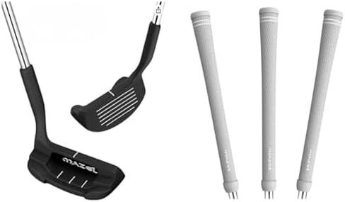 MAZEL Chipper Club Pitching Wedge-Black 45 Degree & MAZEL Midsize Golf Grips -Grey-TUBEGRIPS-M, Bundle of 4 in Kuwait