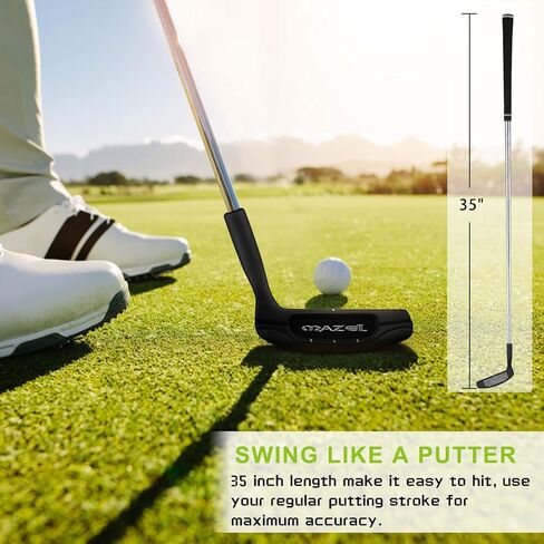 MAZEL Chipper Club Pitching Wedge-Black 45 Degree & MAZEL Midsize Golf Grips -Black-TUBEGRIPS-M, Bundle of 4 in Kuwait