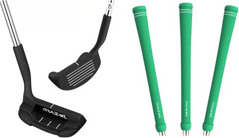 MAZEL Chipper Club Pitching Wedge-Black 45 Degree & MAZEL Midsize Golf Grips -Green-TUBEGRIPS-M, Bundle of 4 in Kuwait