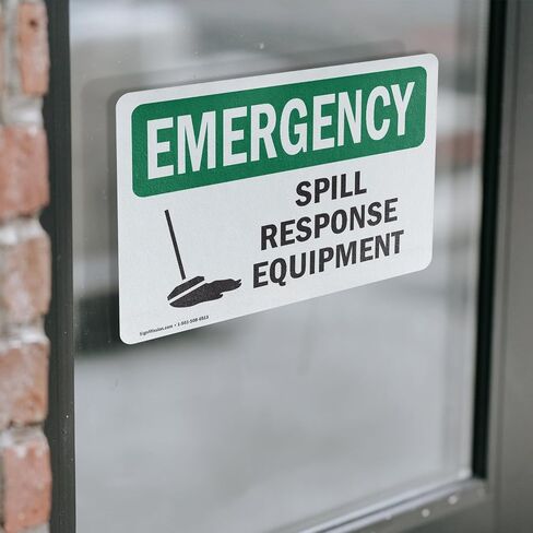 (عبوتان) ملصق من الفينيل لمعدات الاستجابة للانسكابات، علامة طوارئ OSHA مقاس 7 بوصة × 5 بوصة، مقاوم للطقس، ومحمي من الأشعة فوق البنفسجية لمكان العمل، والأعمال التجارية، وموقع البناء، صنع في الولايات المتحدة الأمريكية in Kuwait