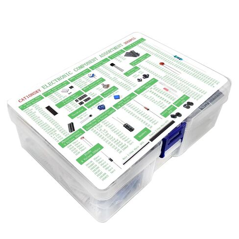 Electronic Component Kit Total 2050 Pcs, LED Diodes, Resistors, Electrolytic Capacitor Package, Common Diodes, Ceramic Capacitors, Digital Tube,Common Transistor,Integrated Circuit Assortment Box in Kuwait