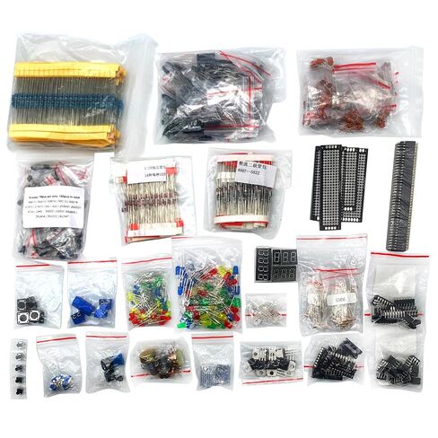 Electronic Component Kit Total 2050 Pcs, LED Diodes, Resistors, Electrolytic Capacitor Package, Common Diodes, Ceramic Capacitors, Digital Tube,Common Transistor,Integrated Circuit Assortment Box in Kuwait