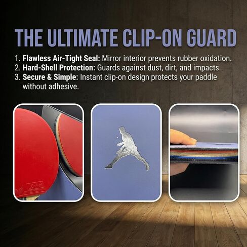 Table Tennis Paddle Protector Clip - Ping Pong Paddle Cover Rubber Protection Case, Hard Acrylic Mirror Anti-Dirt Anti-Oxidation Replaces Protective Film, 16cm for Standard Rackets in Kuwait