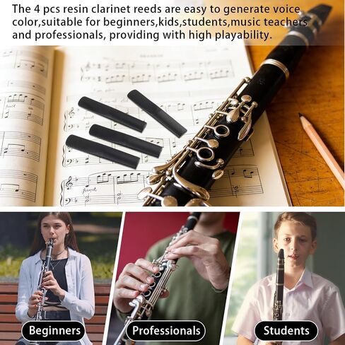 4 Pcs Plastic Clarinet Reeds Strength 2.5 - Resin Bb Clarinet Reeds, ABS Plastic Clarinet Traditional Style Reed, Durable Alternative to Cane Reeds for Beginners, Students & Music Educators in Kuwait