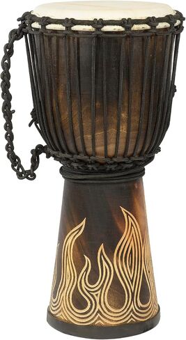 طبول Djembe مصنوعة يدويًا - مجموعة Flamme المنحوتة - صوت أصلي - مثالية للمبتدئين والمحترفين - هدية موسيقية فريدة، بطول 10 بوصة و12 بوصة و16 بوصة و20 بوصة و24 بوصة. (20 بوصة) in Saudi Arabia