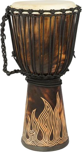 طبول Djembe مصنوعة يدويًا - مجموعة Flamme المنحوتة - صوت أصلي - مثالية للمبتدئين والمحترفين - هدية موسيقية فريدة، بطول 10 بوصة و12 بوصة و16 بوصة و20 بوصة و24 بوصة. (20 بوصة) in Saudi Arabia