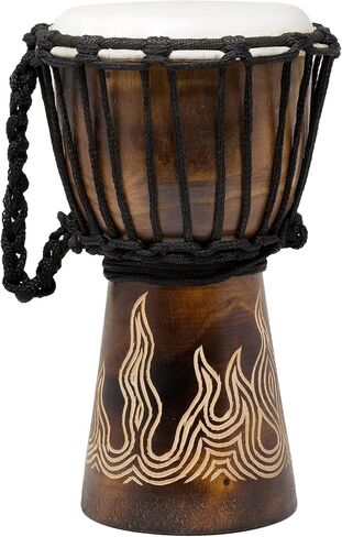 طبول Djembe مصنوعة يدويًا - مجموعة Flamme المنحوتة - صوت أصلي - مثالية للمبتدئين والمحترفين - هدية موسيقية فريدة، بطول 10 بوصة و12 بوصة و16 بوصة و20 بوصة و24 بوصة. (20 بوصة) in Saudi Arabia