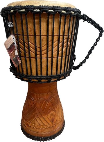 New Djembe Master Mali Style carved, 24" tall, 12" head | Handmade drum with natural materials; warm, resonant sound for beginners, performers, and percussion practice. in Kuwait