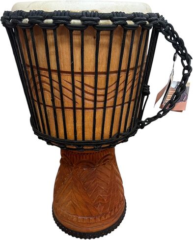 New Djembe Master Mali Style carved, 24" tall, 12" head | Handmade drum with natural materials; warm, resonant sound for beginners, performers, and percussion practice. in Kuwait
