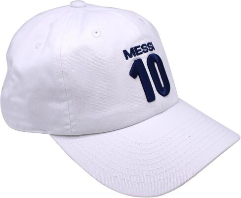 Icon Sports Compatible with Argentine Football Association Lionel Messi Cap - Unisex Adult - White Cap Navy Color Logo in Kuwait