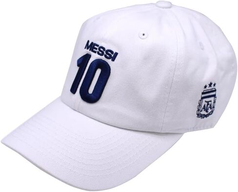 Icon Sports Compatible with Argentine Football Association Lionel Messi Cap - Unisex Adult - White Cap Navy Color Logo in Kuwait