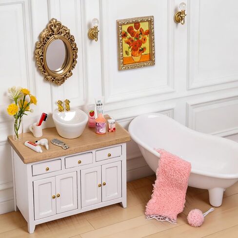 DIYDEC 75Pcs Dollhouse Mini Jewelry Storage Case Miniature Bathroom Accessories Figurines with Makeup Set Towel Cosmetic Toothbrush Shampoo Perfume Hair Dryer Comb Purse Doll Backpack Micro Scene in Saudi Arabia