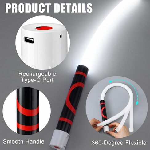 Flexible LED Light Stick 30 Inch Rechargeable Bendable Work Light ABS Flashlight Stick 3 Brightness Modes with 360° Rotate Foldable for Car Repairs, Mechanical Inspection in Tight Spaces in Kuwait