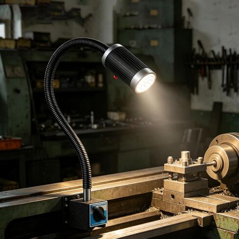 Magnetic Work Light, Gooseneck Light with Strong Magnetic Base, Magnetic Lamp for Lathe, Drill Press, Work Bench, Sewing, Industrial Lighting, 9W 110-220V Mechanic Light in Kuwait