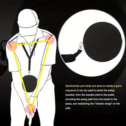 3-Piece Golf Swing Trainer Set - Arm Band, Impact Ball & Posture Aid - Boost Skills for All Levels (Black-Black-Yellow) in Kuwait