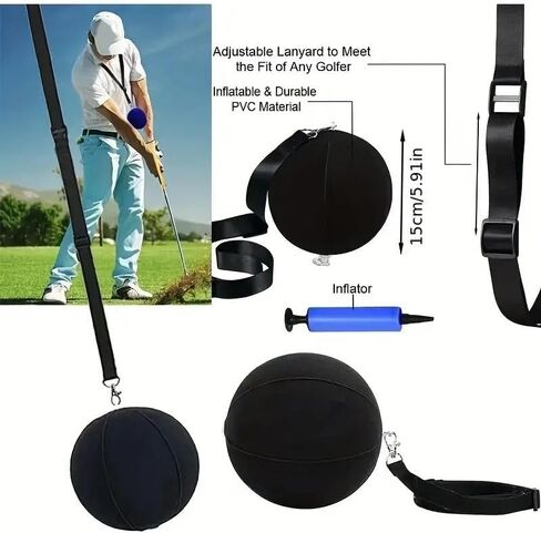 3-Piece Golf Swing Trainer Set - Arm Band, Impact Ball & Posture Aid - Boost Skills for All Levels (Black-Black-Yellow) in Kuwait