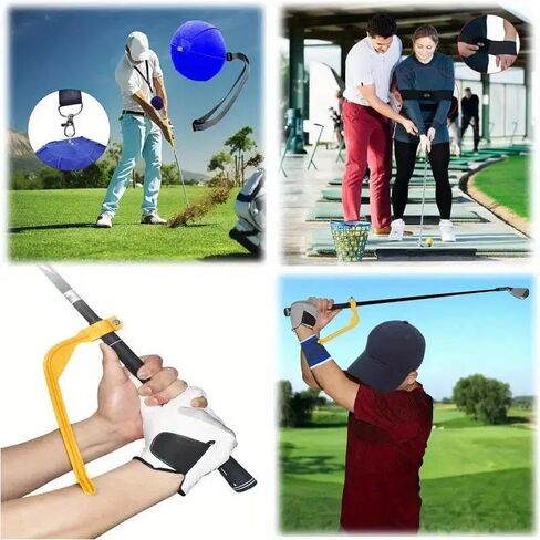 3-Piece Golf Swing Trainer Set - Arm Band, Impact Ball & Posture Aid - Boost Skills for All Levels (Black-Black-Yellow) in Kuwait