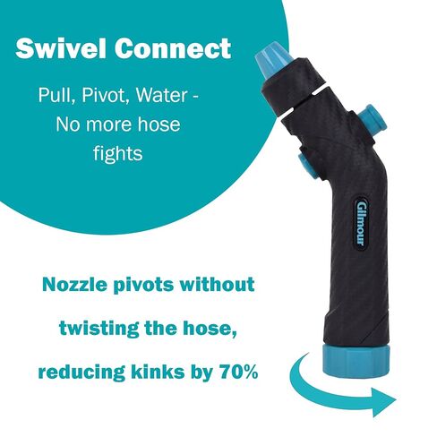 Gilmour Adjustable Button Control Hose Nozzle, Graphite Metal, Swivel Connect, Leak-Free Trigger, Ergonomic Grip, Jet-to-Rinse Spray Head in Kuwait