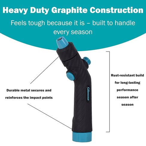 Gilmour Adjustable Button Control Hose Nozzle, Graphite Metal, Swivel Connect, Leak-Free Trigger, Ergonomic Grip, Jet-to-Rinse Spray Head in Kuwait