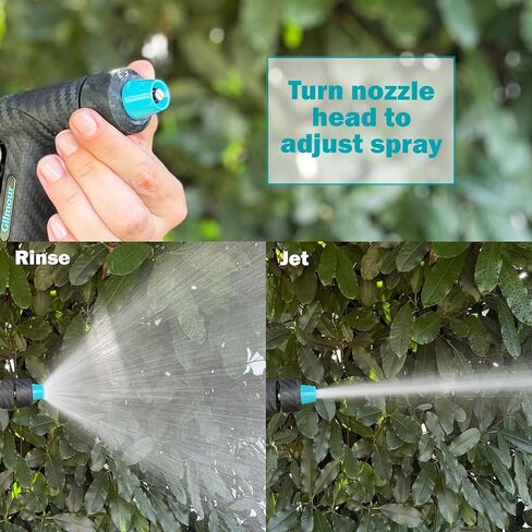 Gilmour Adjustable Button Control Hose Nozzle, Graphite Metal, Swivel Connect, Leak-Free Trigger, Ergonomic Grip, Jet-to-Rinse Spray Head in Kuwait
