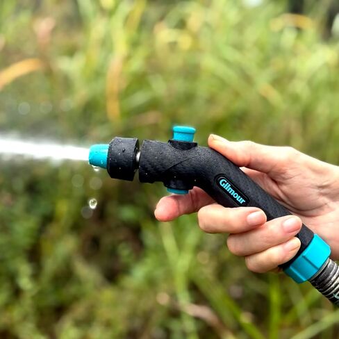 Gilmour Adjustable Button Control Hose Nozzle, Graphite Metal, Swivel Connect, Leak-Free Trigger, Ergonomic Grip, Jet-to-Rinse Spray Head in Kuwait