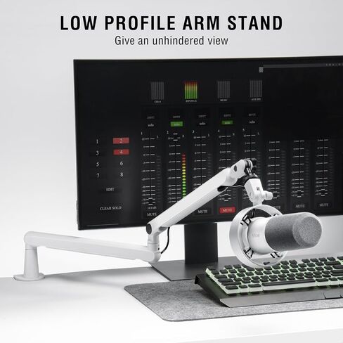 FIFINE Studio XLR Mic and Boom Arm Bundle, Dynamic Microphone with Mute Button, Gain Knob, Shock Mount for Recording, Low Profile Mic Stand with Cable Management for Podcast Gaming (K688W+BM88W) in Kuwait