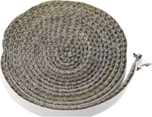 Black Flat Stove Rope 10mm x 3mm, Fiberglass Glass Seal for Oven, Furnace, Boiler, Chimney Door, Kiln, Heat Exchanger, Tadpole Bulb, 2M Length(10mm) in Kuwait