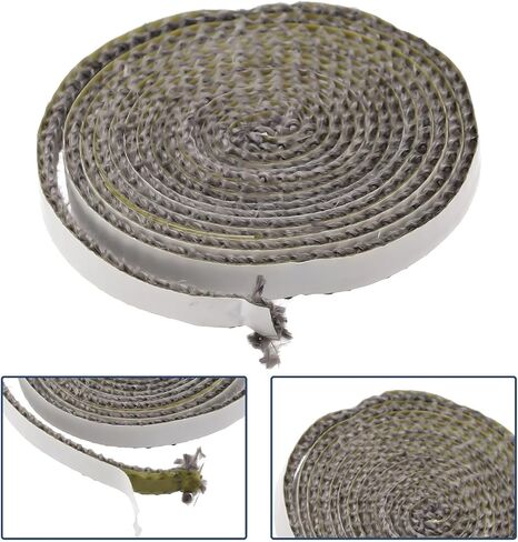 Black Flat Stove Rope 10mm x 3mm, Fiberglass Glass Seal for Oven, Furnace, Boiler, Chimney Door, Kiln, Heat Exchanger, Tadpole Bulb, 2M Length(10mm) in Kuwait
