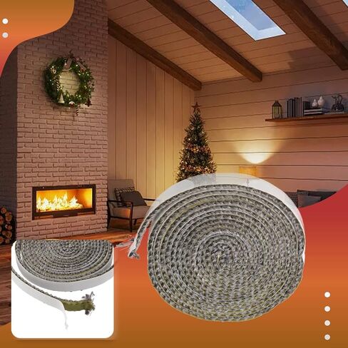 Black Flat Stove Rope 10mm x 3mm, Fiberglass Glass Seal for Oven, Furnace, Boiler, Chimney Door, Kiln, Heat Exchanger, Tadpole Bulb, 2M Length(10mm) in Kuwait