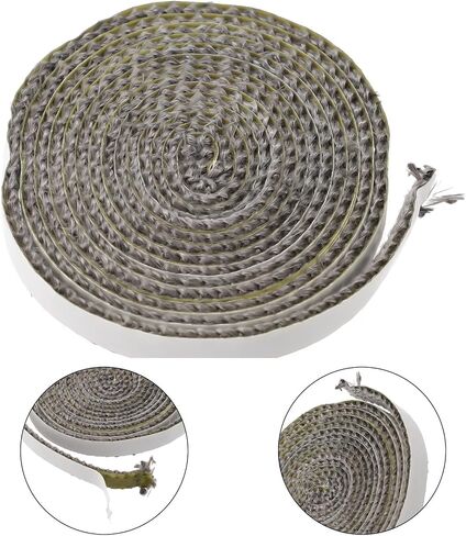 Black Flat Stove Rope 10mm x 3mm, Fiberglass Glass Seal for Oven, Furnace, Boiler, Chimney Door, Kiln, Heat Exchanger, Tadpole Bulb, 2M Length(10mm) in Kuwait