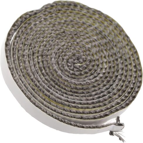 Black Flat Stove Rope 10mm x 3mm, Fiberglass Glass Seal for Oven, Furnace, Boiler, Chimney Door, Kiln, Heat Exchanger, Tadpole Bulb, 2M Length(10mm) in Kuwait